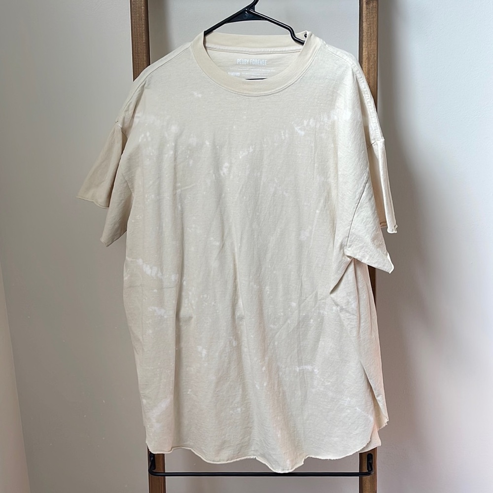 Pebby Forevee XXL OverSized Cream Acid Washed Side Slit Tee